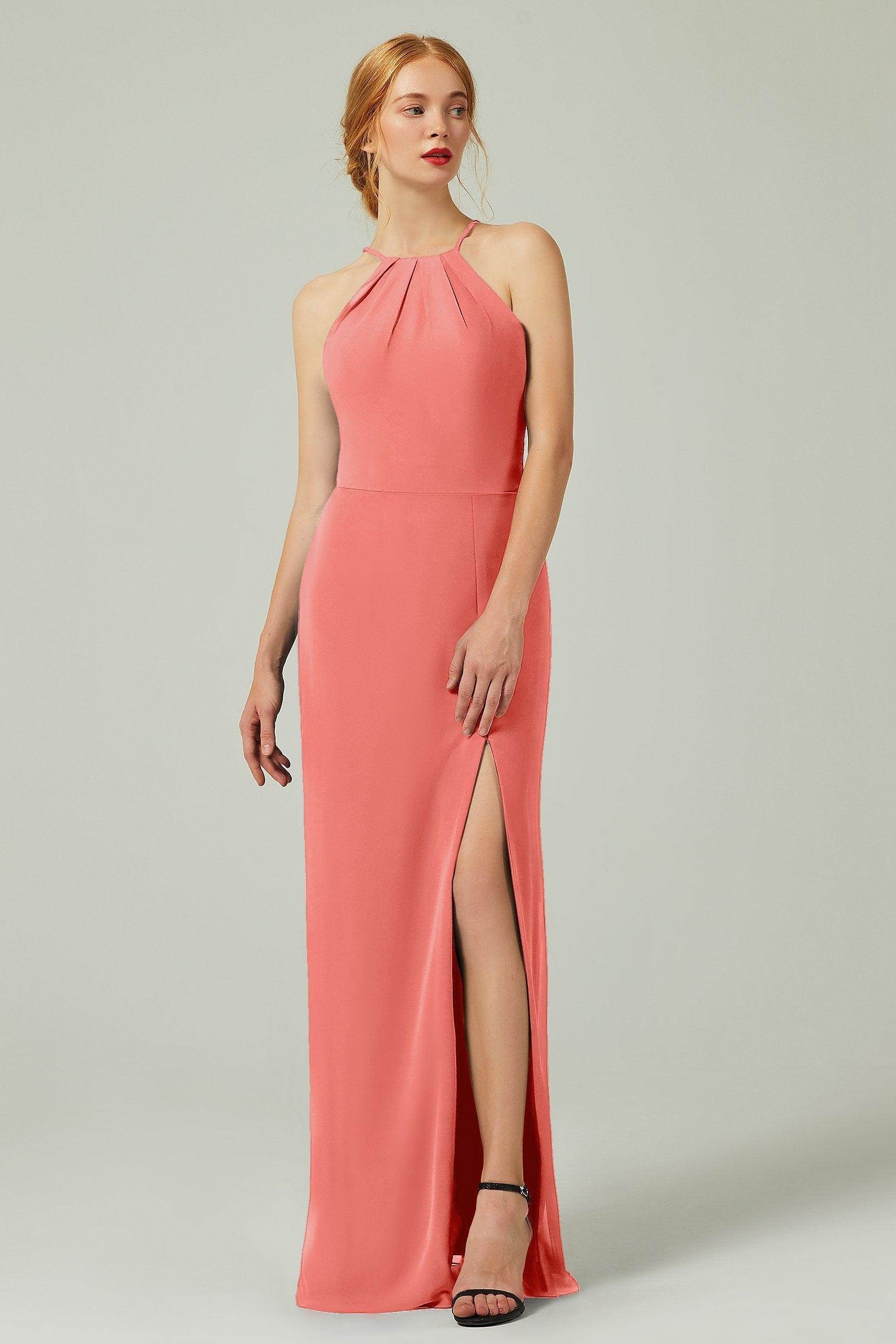 Sheath-Column Floor Length Chiffon Bridesmaid Dress Formal Dresses CB0337 - COCOMELODY